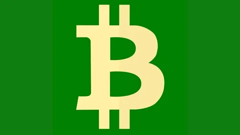 Green background white border letter b gold bit symbol green screen animated Stock Footage 314064795