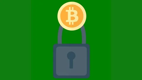 Green background white border lock padlock bitcoin coin bit wall light green Stock Footage 314064808
