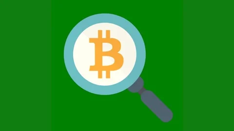 Green background white border mag glass letter b magnized bitcoin logo egg green Video stock 314064822