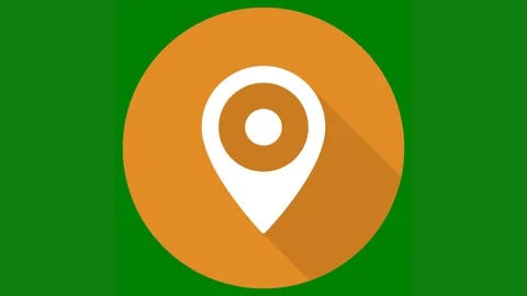 Green background white border map icon long shadow pointer green screen animated 스톡 동영상 314064950