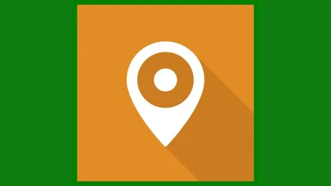 Green background white border map icon long shadow green screen animated Video stock 314064952