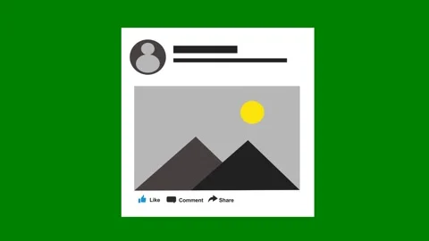 Green background white border mountain sun middle piece paper green screen Stock Footage 314063722