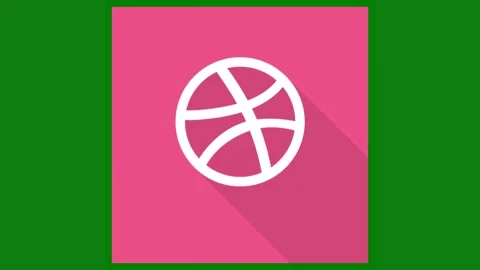 Green background white border pink square icon long shadow flat cross middle Stock Footage 314064860