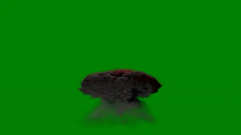 Green background white border rock screen fire middle explosion black smoke Stockbeeldmateriaal 314064424