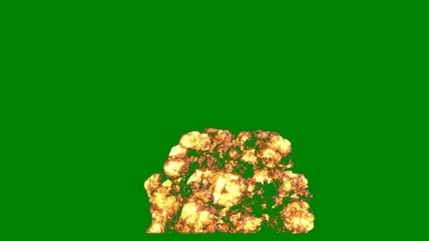 Green background white border screen cloud popcorn bunch pile fire middle Stock Footage 314063974