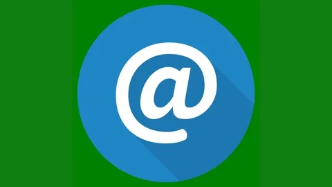 Green background white border at &amp; t logo email icon green screen animated Stock Footage 314064781