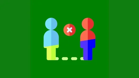 Green background white border two people standing circle man woman next to each Stock Footage 314064744