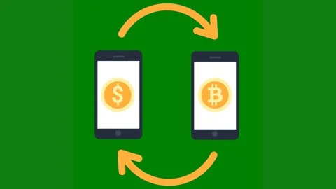 Green background white border two smartphones banana screen smartphones, one Video stock 314064814