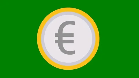 Green background white border yellow egg coin euro symbol green screen animated Stock Footage 314063723