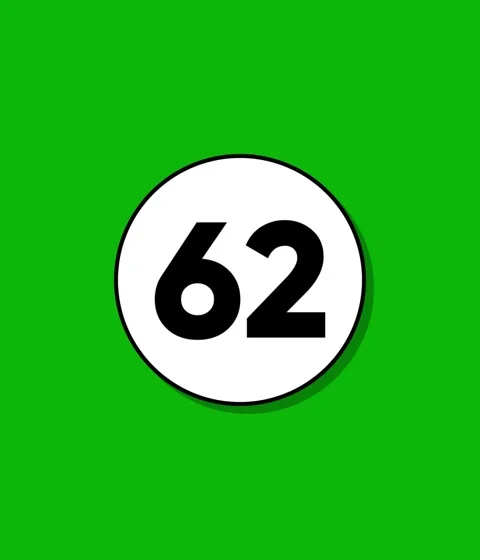 Green background with white circle that animates to display number 62 Stock-Footage 332396525
