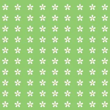 Green background with white flowers pattern Stock Illustration