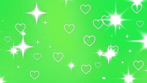 Green background with white hearts Stock Footage 338217221
