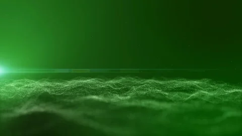 Green background White particles float around to loop. Stock Footage 89345621