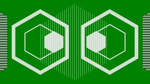 Green background white pentagon lines house hexagon logo for company shape Video stock 314065200