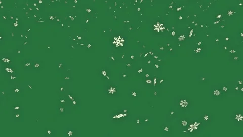 A green background with white snowflakes and screen snow flakes on it stars Stock-Footage 337336311