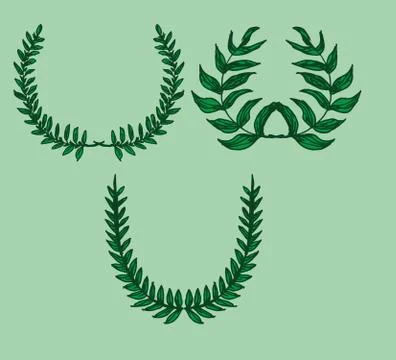 Green background wreath leaf vector art 스톡 일러스트