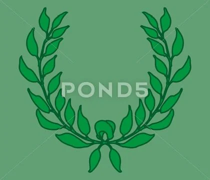 Green background wreath leaf vector art Stock Illustration