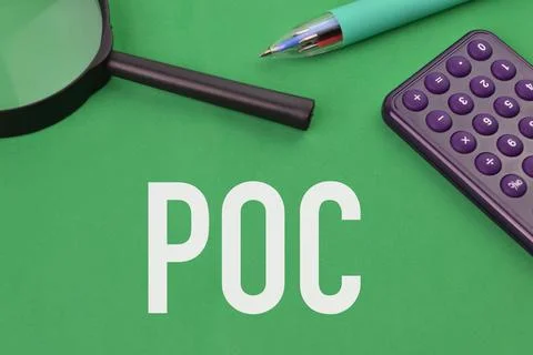 Green background written with text POC stands for Proof of Concept. Stock Photos