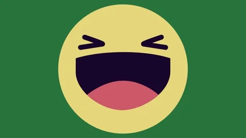 A green background with yellow face and pink tongue cartoon an open mouth on Video stock 335130187