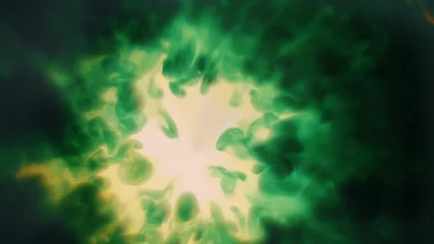 On a green background, yellow flashes spread from the center to the edge Stock Footage 313225097