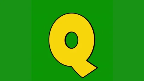 Green background yellow letter q pink is question mark green screen animated Video stock 314064975