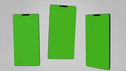 Green Backgrounds Showcase Mobile Devices Smartphones in Different Orientations Stock Footage 317378709