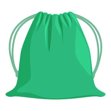 Green backpack with drawstrings isolated on white background Stock Illustration