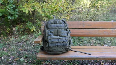 Green backpack Video stock 296822345