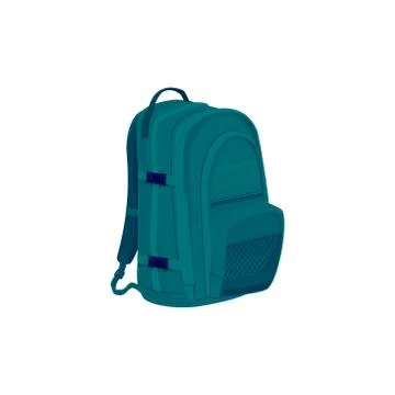 Green Backpack Isolated on White Stock Illustration