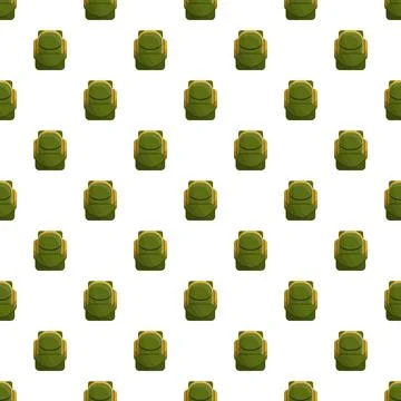 Green backpack repeating pattern for hiking and travel 스톡 일러스트
