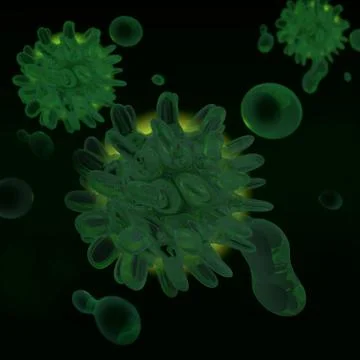 Green bacteria under a microscope Illustrazione stock