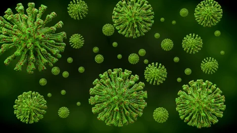 Green bacteria virus or germs microorganism cells rotating and moving 스톡 동영상 127492500