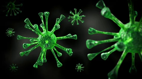 Green bacteria virus or germs microorganism cells growing and shrink 動画素材 128001314