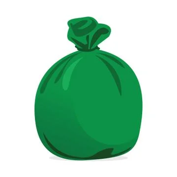 Green bag plastic waste, garbage bags plastic green, green plastic trash bag  Illustrazione stock