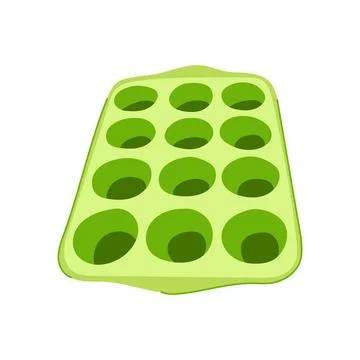 Green baking pan for cupcakes or muffins illustration Stock Illustration