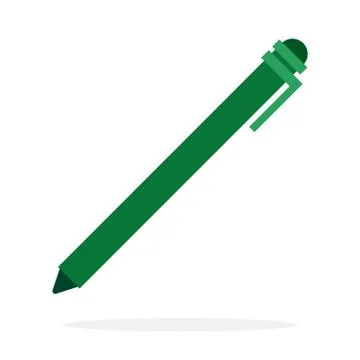 Green ball pen vector flat isolated Stock Illustration