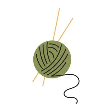 A green ball of woolen threads with knitting needles, vector illustration Stock Illustration