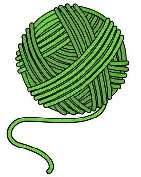 Green ball of yarn for knitting - vector full color illustration. Stock Illustration