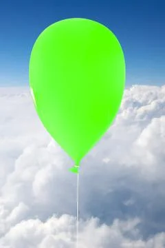 Green balloon up in the sky Stock Illustration