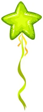 Green balloon with star shape Stock Illustration