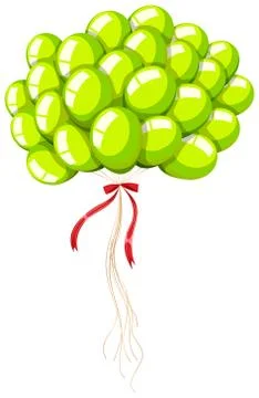 Green balloons with string Stock Illustration