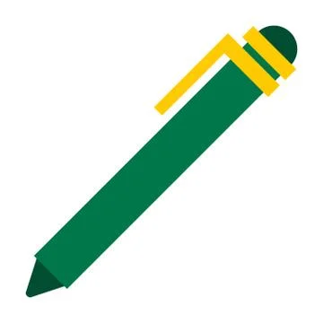 Green ballpoint pen vector icon flat isolated Stock Illustration