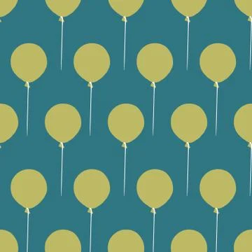 Green baloons seamless vector pattern on teal Stock Illustration
