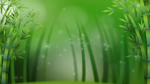 Green Bamboo Forest Background with Drifting Magic Glow Particles Stock Footage 342101989