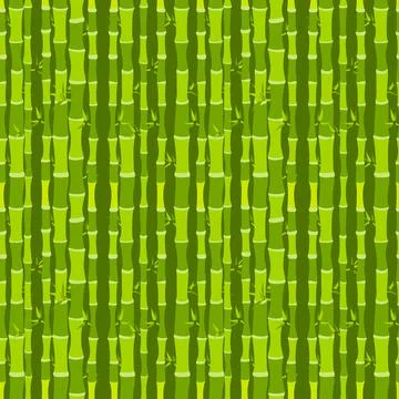 Green bamboo forest in hand drawn style. Seamless pattern. Stock Illustration