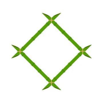 Green bamboo frame vector wood design illustration nature isolated white. Emp Illustrazione stock
