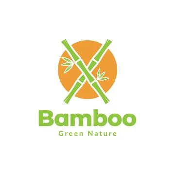 Green bamboo trees cross logo design vector graphic symbol icon sign illust.. Stock Illustration