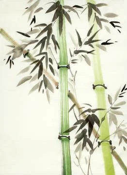 Green bamboo trees Stock Illustration