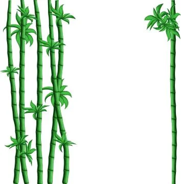 Green Bamboo vector frame in square composition Stock Illustration