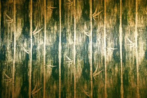 Green bamboo wall texture In Bed room Thai Lana style Stock Photos